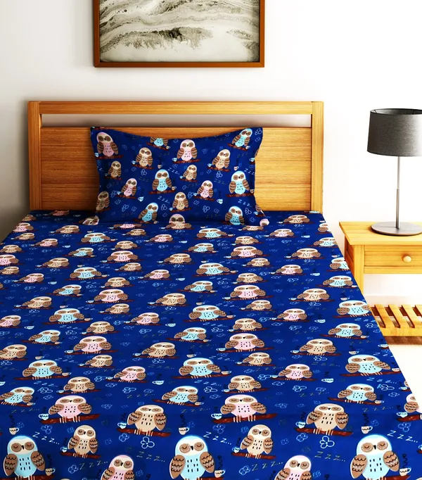 Home_Sizzler_144TC_Microfibre_Kid's_Owl_Single_Bedsheet_with_1_Pillow_Cover