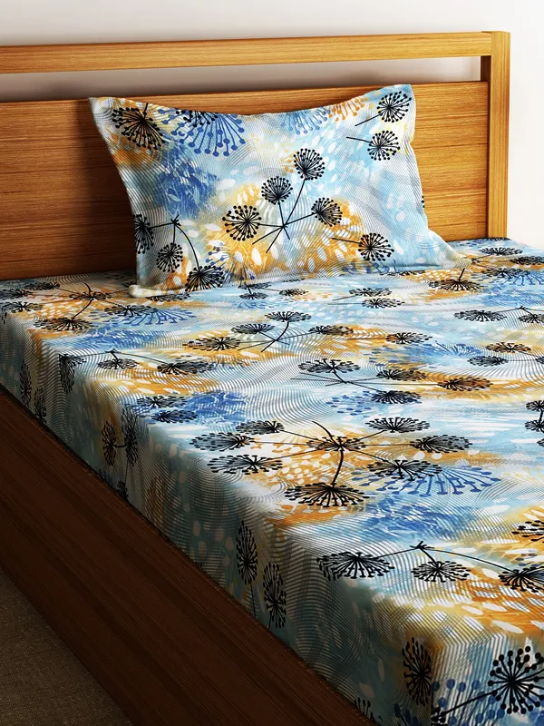 Home_Sizzler_144TC_Floral_Fusion_Single_Bedsheet_with_1_Pillow_Cover