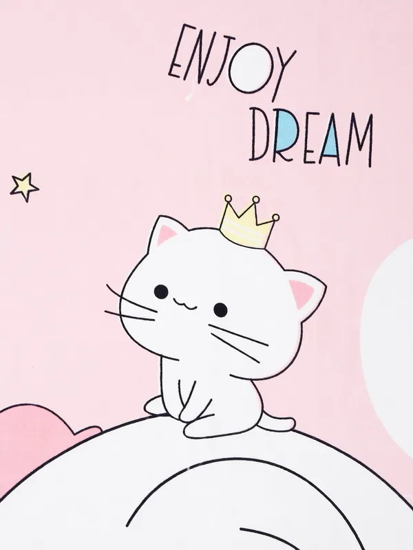 Home_Sizzler_144TC_Kid's_Elephant_&_Kitty_Single_Bedsheet_With_1_Pillow_Cover