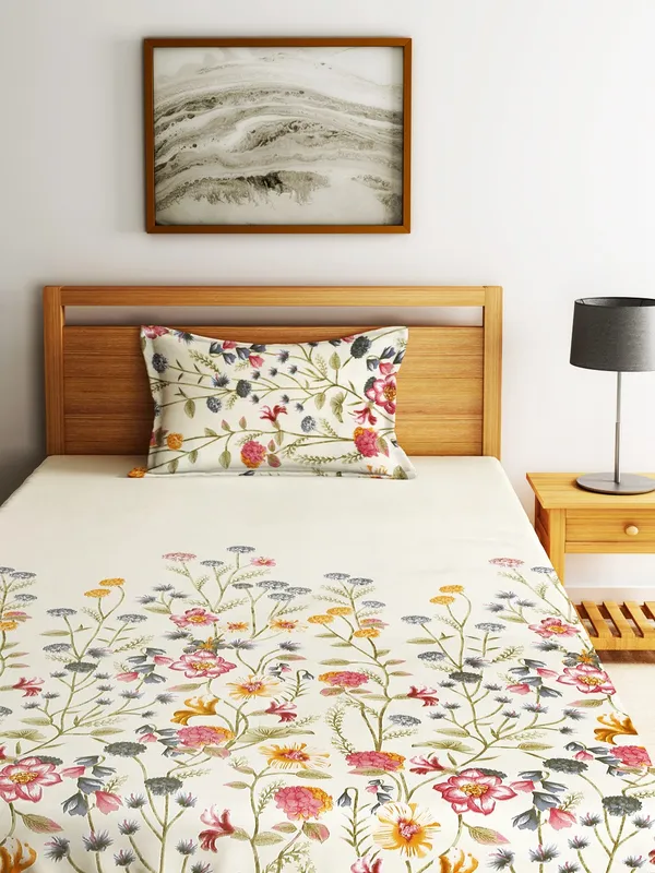Home_Sizzler_144TC_Garden_Grace_Single_Bedsheet_With_1_Pillow_Cover