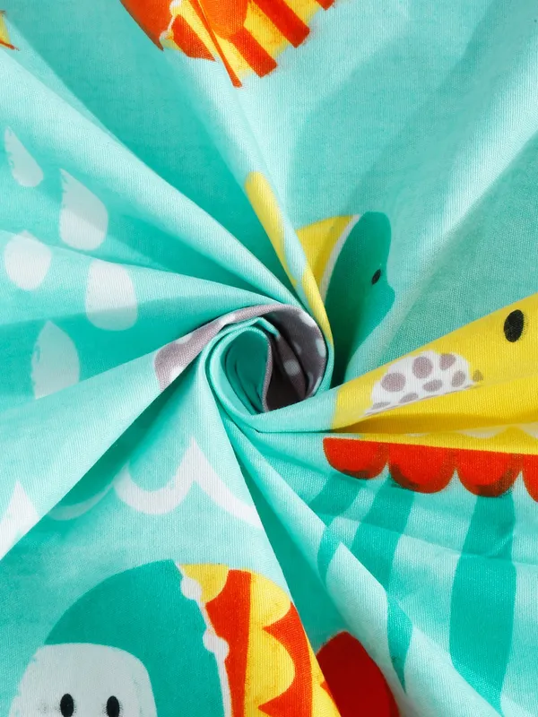 144_TC_Microfibre_Kid's_Aquatic_Animals_Single_Bedsheet_with_1_Pillow_Cover