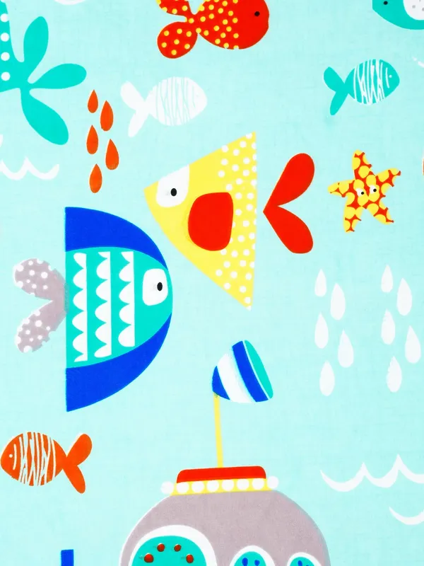 144_TC_Microfibre_Kid's_Aquatic_Animals_Single_Bedsheet_with_1_Pillow_Cover