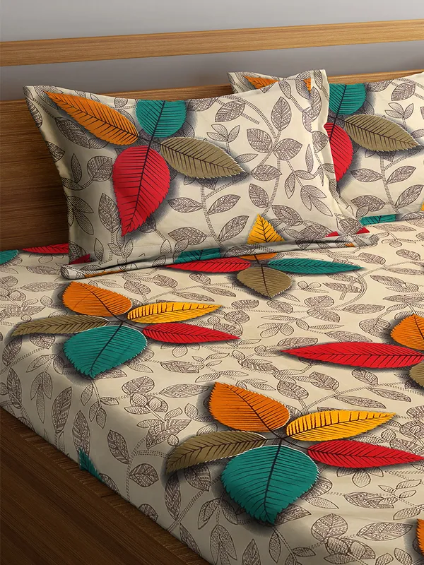 144_TC_Microfibre_Multicolor_Elastic_Fitted_Double_Bedsheet_(72X78_inch)_With_2_King_Size_Pillow_Covers,_Fit_for_Mattress:_72"X75"_&_72"X78"