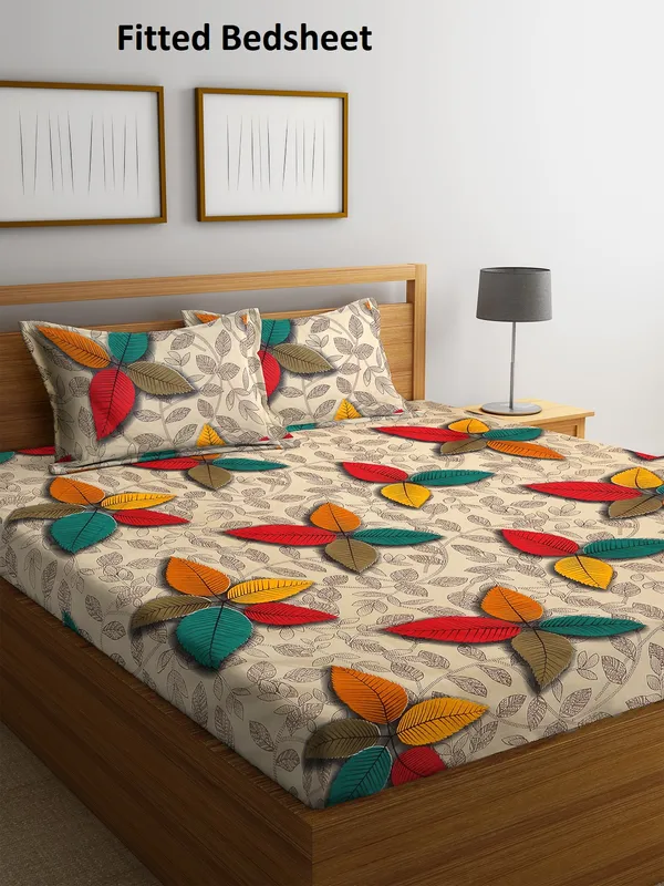 144_TC_Microfibre_Multicolor_Elastic_Fitted_Double_Bedsheet_(72X78_inch)_With_2_King_Size_Pillow_Covers,_Fit_for_Mattress:_72"X75"_&_72"X78"