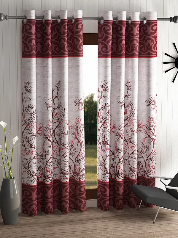 2_Pieces_Garden_Panel_Eyelet_Polyester_Curtains_-_Maroon
