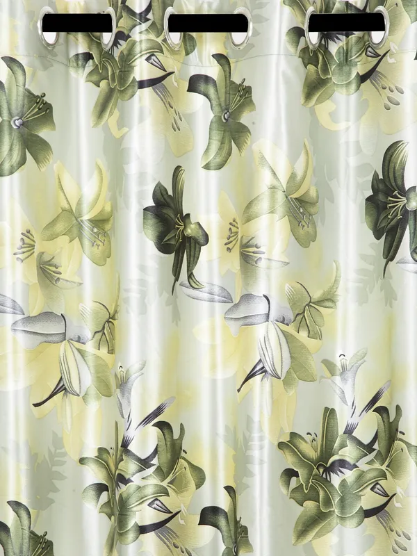 2_Pieces_3D_Flower_Eyelet_Polyester_Curtains_-Green