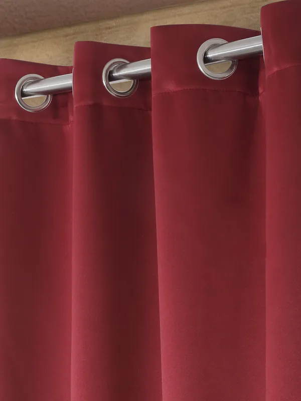 1_Piece_Solid_Blackout_Eyelet_Polyester_Curtains_-_Maroon