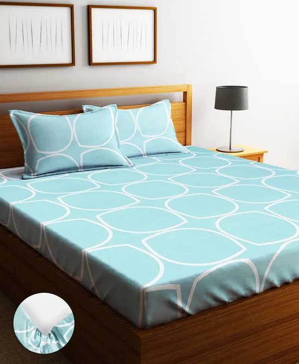 144TC_Geometrical_Grey_Microfibre_Double_Bedsheet_with_2_King_Size_Pillow_Covers