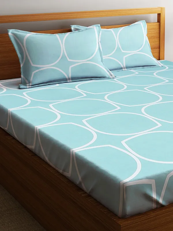 144TC_Geometrical_Grey_Microfibre_Double_Bedsheet_with_2_King_Size_Pillow_Covers