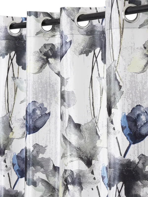 2_Pieces_Abstract_Eyelet_Polyester_Curtains_-_Grey