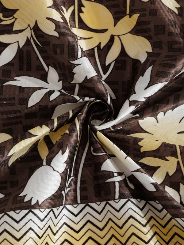 2_Piece_Flower_Border_Panel_Eyelet_Polyester_Curtains_-_Brown