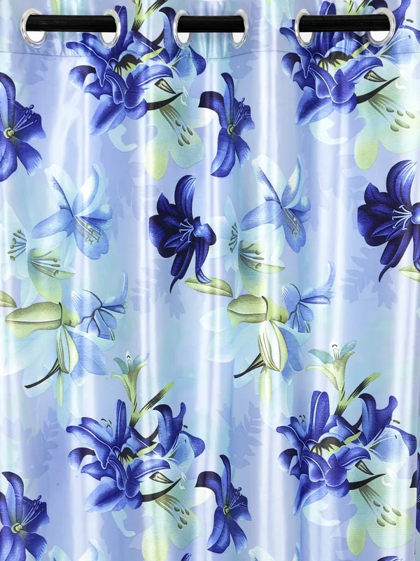 2_Pieces_3D_Flower_Eyelet_Polyester_Curtains_-_Blue