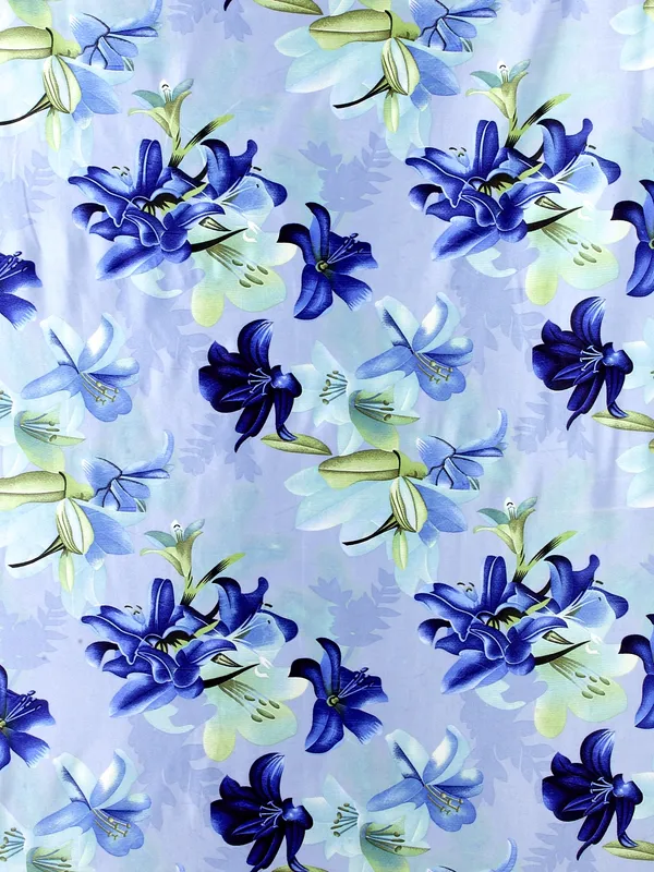 2_Pieces_3D_Flower_Eyelet_Polyester_Curtains_-_Blue