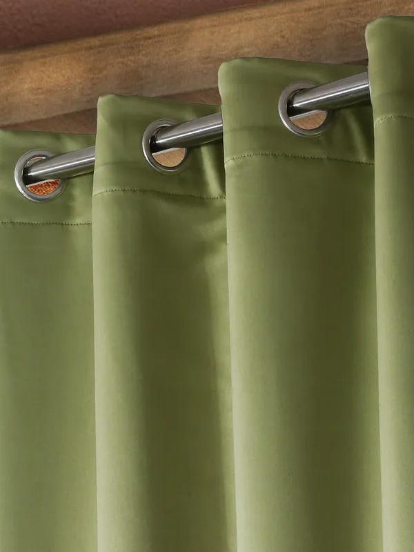 1_Piece_Solid_Blackout_Eyelet_Polyester_Curtains_-Green
