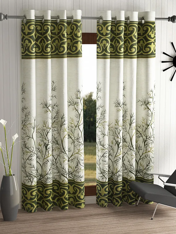 2_Pieces_Garden_Panel_Eyelet_Polyester_Curtains_-_Green