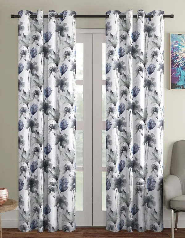 2_Pieces_Abstract_Eyelet_Polyester_Curtains_-_Grey