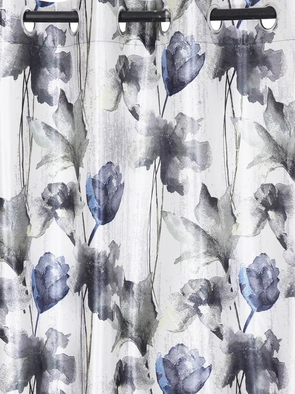 2_Pieces_Abstract_Eyelet_Polyester_Curtains_-_Grey
