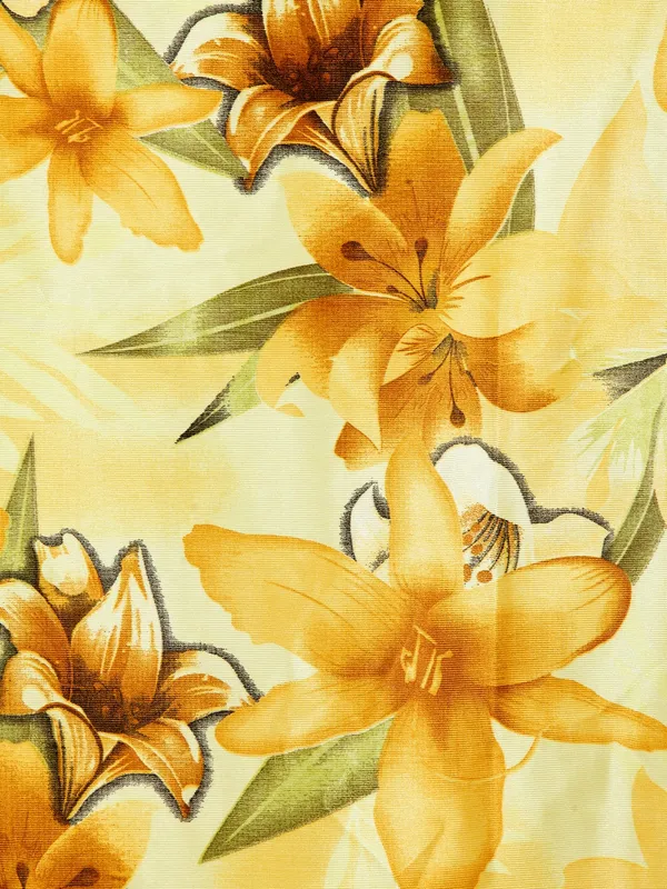 2_Pieces_Lily_Flower_Eyelet_Polyester_Curtains_-Yellow