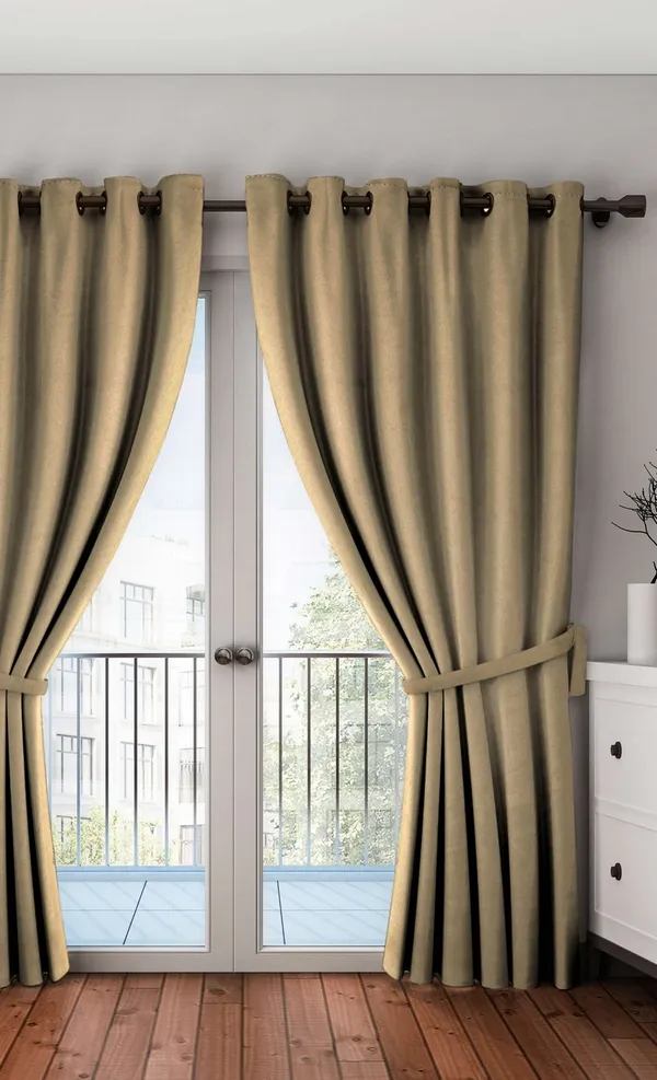 1_Piece_Solid_Blackout_Eyelet_Polyester_Curtains_-_Beige