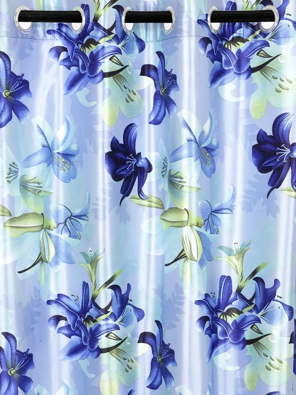 2_Pieces_3D_Flower_Eyelet_Polyester_Curtains_-_Blue