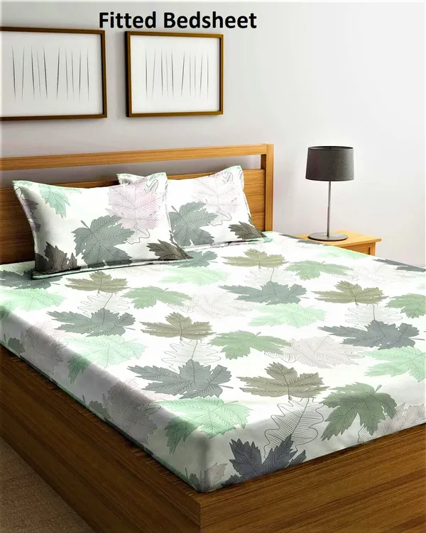 144_TC_Microfibre_White_Double_Fitted_Bedsheet_(72X78_inch)_With_2_King_Size_Pillow_Covers,_Fit_for_Mattress:_72"X75"_&_72"X78"