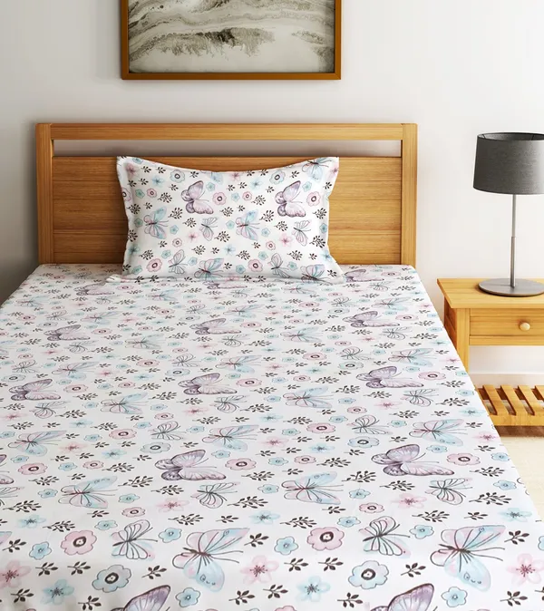Home_Sizzler_144TC_Butterfly_Whispers_Single_Bedsheet_with_1_Pillow_Cover