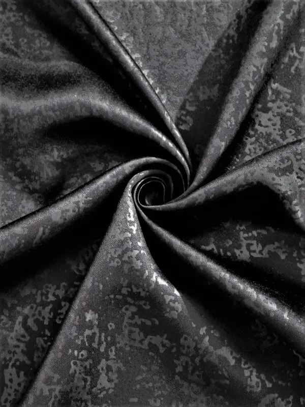 2_Pieces_100%_Blackout_Textured_Eyelet_Polyester_Curtains_-_Black
