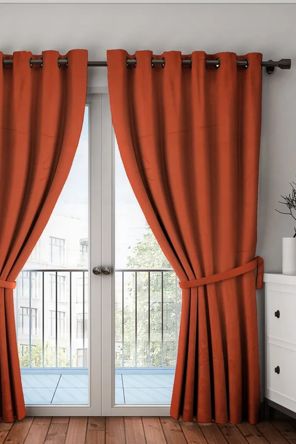 1_Piece_Solid_Blackout_Eyelet_Polyester_Curtains_-_Rust