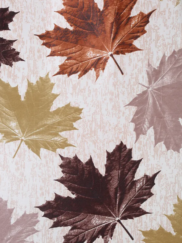 2_Pieces_3D_Maple_Eyelet_Polyester_Curtains_-_Brown