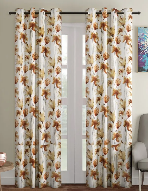 2_Pieces_Abstract_Eyelet_Polyester_Curtains_-__Brown