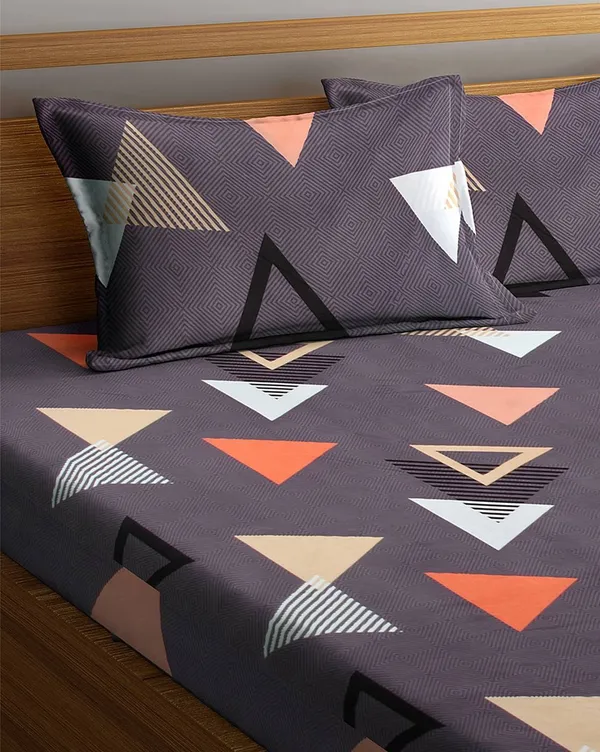 144_TC_Microfibre_Grey_Elastic_Fitted_Double_Bedsheet_(72X78_inch)_With_2_King_Size_Pillow_Covers,_Fit_for_Mattress:_72"X75"_&_72"X78"