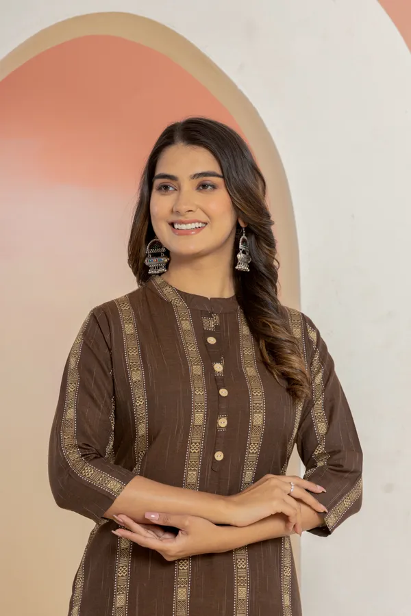 Brown_Khadi_Cotton_Woven_Kurta_Pant_Set_for_Women
