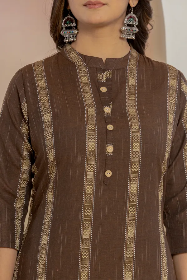 Brown_Khadi_Cotton_Woven_Kurta_Pant_Set_for_Women