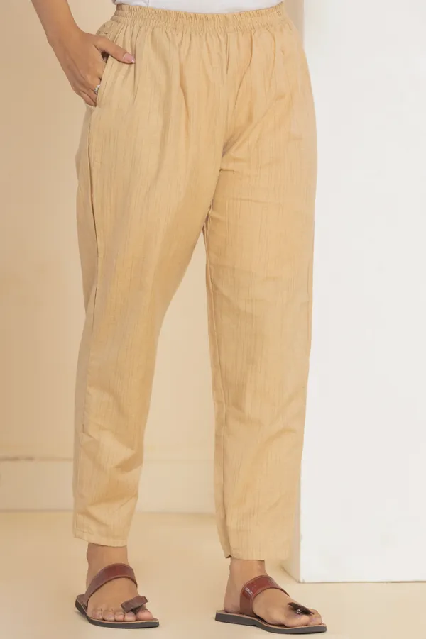 Brown_Khadi_Cotton_Woven_Kurta_Pant_Set_for_Women