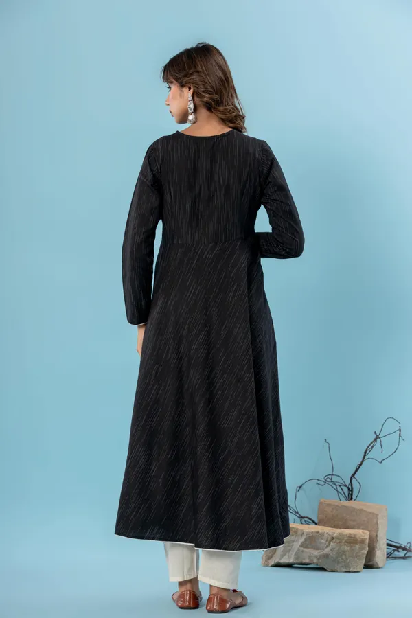 Black_Pure_Cotton_Solid_&_Self_Design_Gown_Pant_Dupatta_Set_for_Women