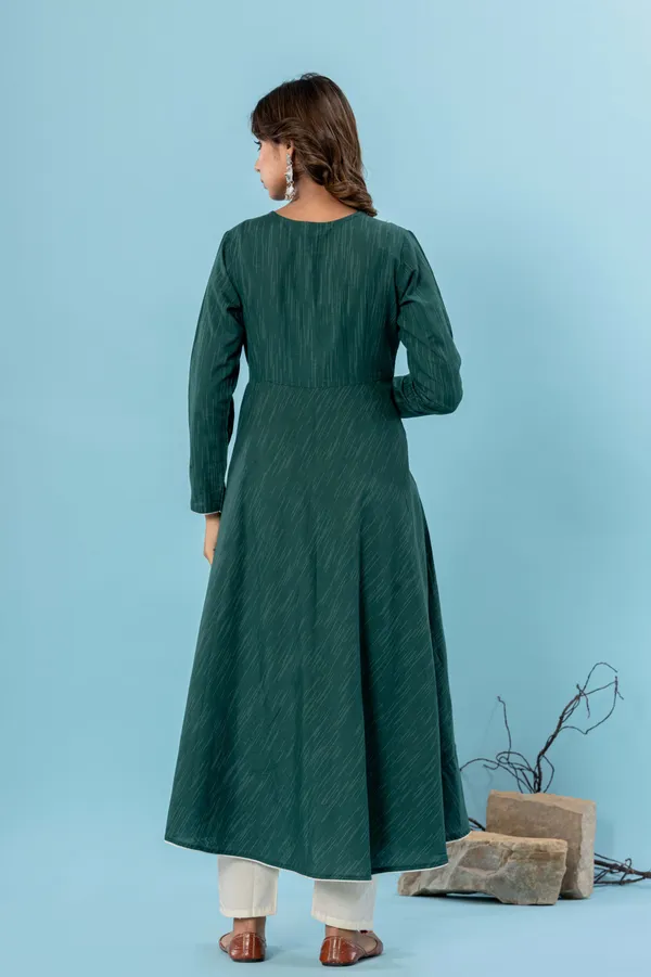 Dark_Green_Pure_Cotton_Solid_&_Self_Design_Gown_Pant_Dupatta_Set_for_Women
