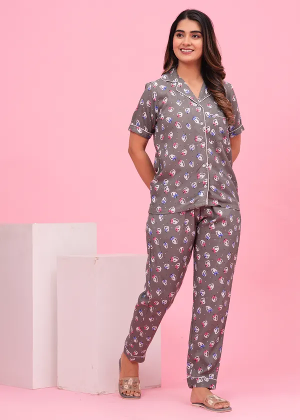 Grey_Viscose_Rayon_Printed_Night_Suit_Set_for_Women