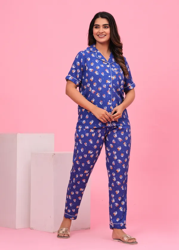 Blue_Viscose_Rayon_Printed_Night_Suit_Set_for_Women