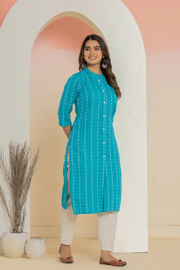 Light_Blue_Khadi_Cotton_Woven_Kurta_Pant_Set_for_Women