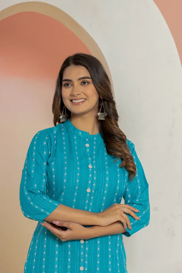 Light_Blue_Khadi_Cotton_Woven_Kurta_Pant_Set_for_Women