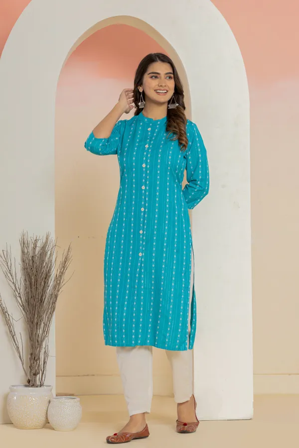 Light_Blue_Khadi_Cotton_Woven_Kurta_Pant_Set_for_Women