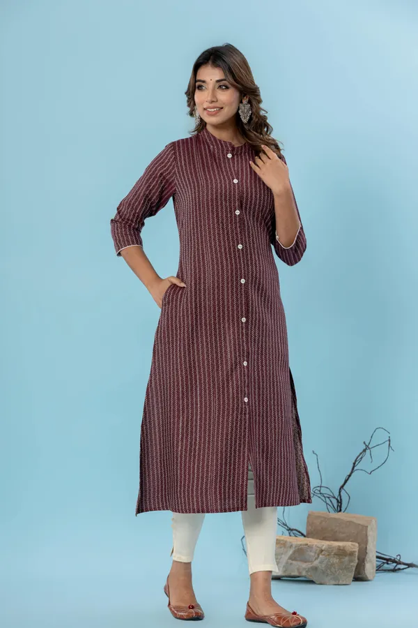 Maroon_Pure_Cotton_Striped_A-line_Kurti_for_Women