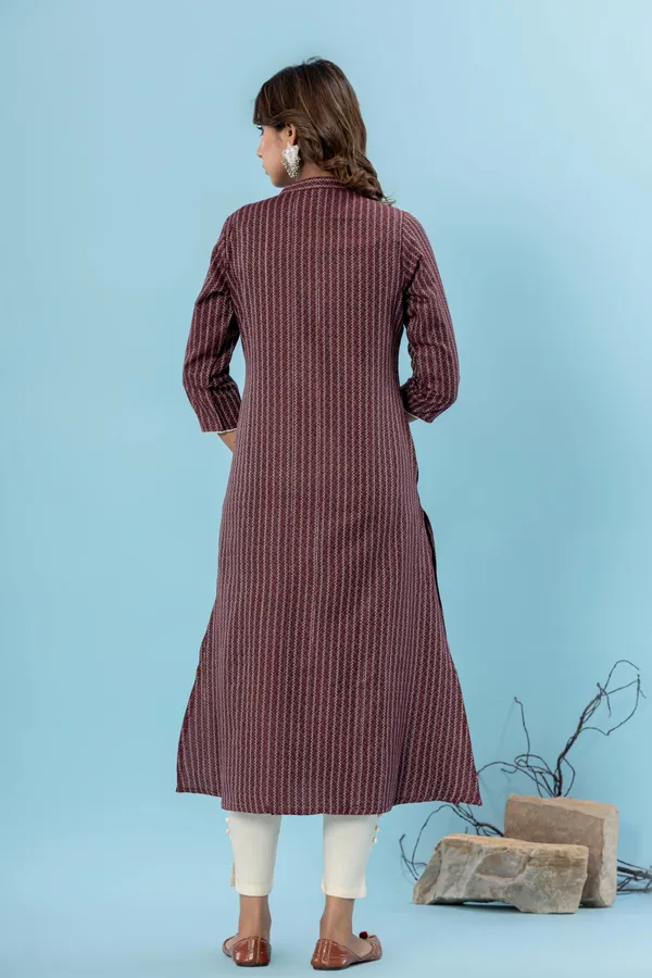 Maroon_Pure_Cotton_Striped_A-line_Kurti_for_Women