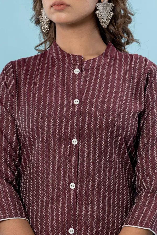 Maroon_Pure_Cotton_Striped_A-line_Kurti_for_Women