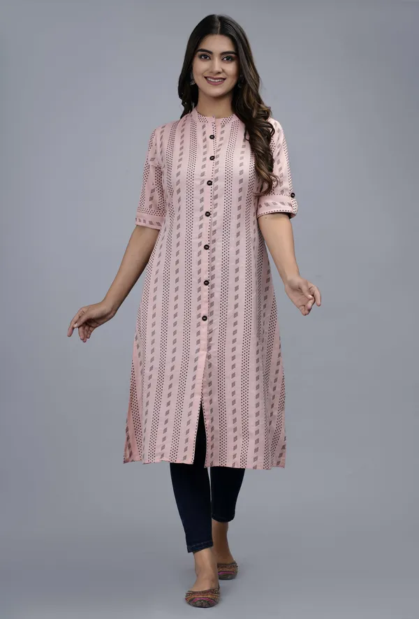 Orange_Khadi_Cotton_Printed_A-line_Kurta_for_Women