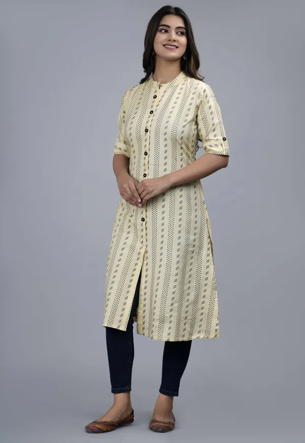 Yellow_Khadi_Cotton_Woven_Design_A-line_Kurta_for_Women