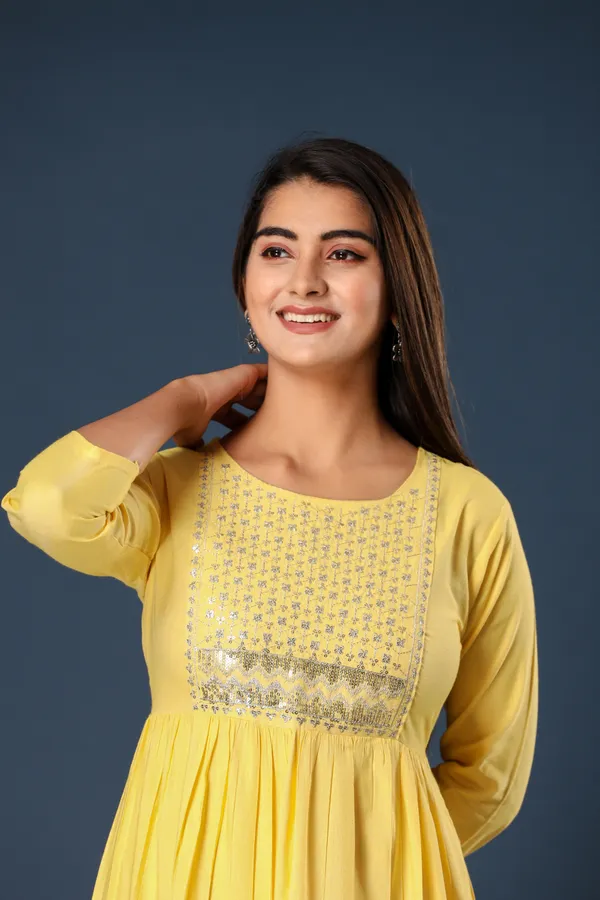 Yellow_Khadi_Cotton_Embroidered_Flared_Kurta_for_Women