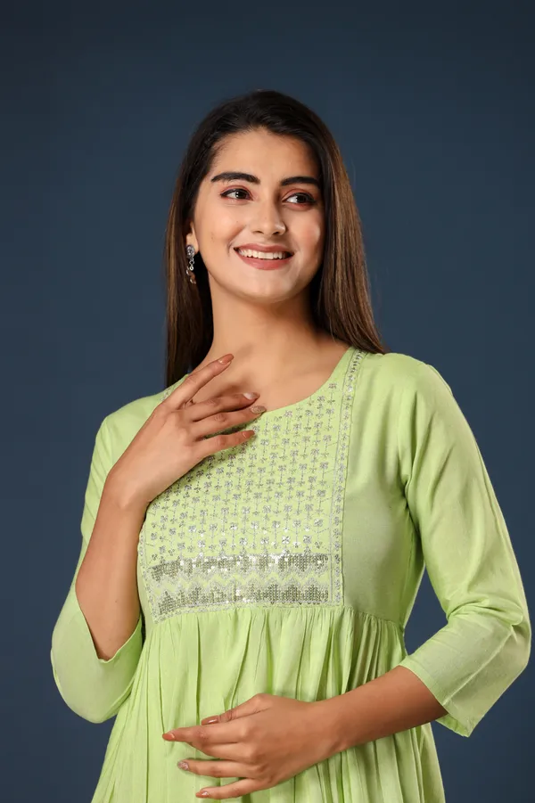 Green_Khadi_Cotton_Embroidered_Flared_Kurta_for_Women