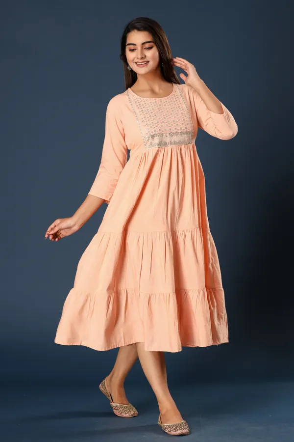 Orange_Khadi_Cotton_Embroidered_Flared_Kurta_for_Women