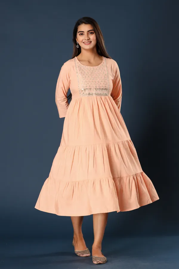 Orange_Khadi_Cotton_Embroidered_Flared_Kurta_for_Women